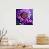 紫ひまわ色彩の鮮やかり ポスター (キッチン)