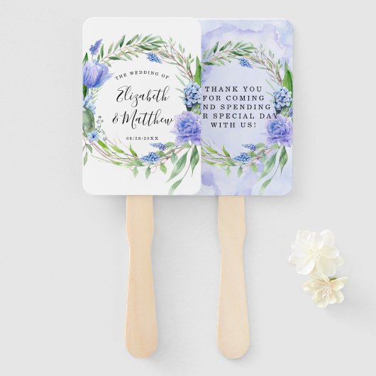 紫ほこりっぽいブルーチューリップヒヤシンス結婚牡丹 ハンドファン (正面&裏面)