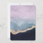 紫ほこりっぽい青い水色アゲート金ゴールド結婚ズ 招待状 (裏面)