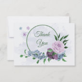 紫ほこりっぽい青い葉花は結婚青 サンキューカード (正面)