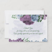 紫ほこりっぽい青い葉花は結婚青 サンキューカード (正面)
