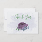 紫ほこりっぽい青い葉花は結婚青 サンキューカード (裏面)