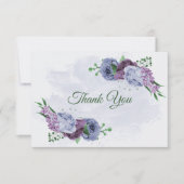 紫ほこりっぽい青い葉花は結婚青 サンキューカード (正面)