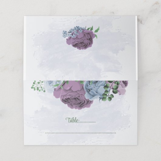 紫ほこりっぽい青い葉花は結婚青 プレイスカード (外部開封)
