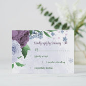 紫ほこりっぽい青い葉花は結婚青 出欠カード (スタンド正面)