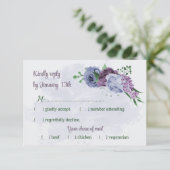 紫ほこりっぽい青い葉花は結婚青 出欠カード (スタンド正面)