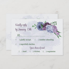 紫ほこりっぽい青い葉花は結婚青 出欠カード