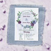 紫ほこりっぽい青い葉花は結婚青 招待状