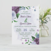 紫ほこりっぽい青い葉花は結婚青 招待状 (スタンド正面)