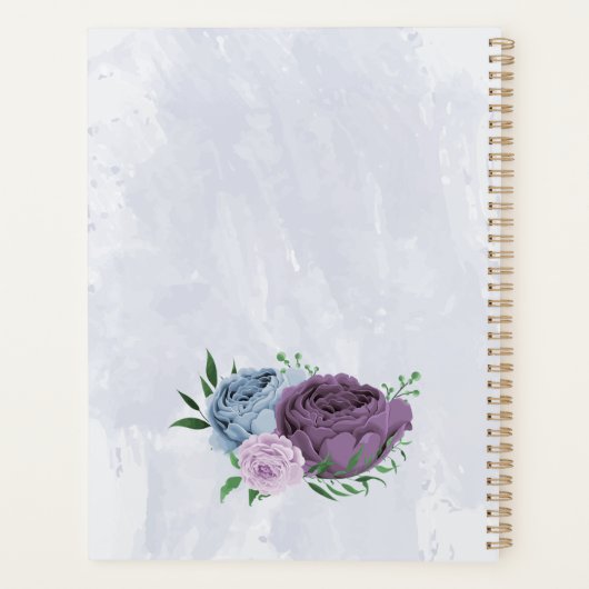 紫ほこりっぽい青のフローラ結婚ズ プランナー手帳 (裏面)