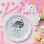 紫ほこりっぽい青のフローラ結婚ズ ペーパープレート (パーティー)