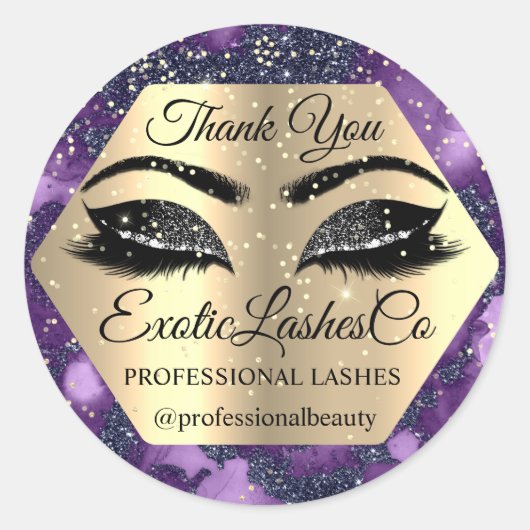 紫まつげをご購入いただきありがとうございます ラウンドシール (正面)