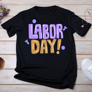 紫よくはしゃぐと茶色の労働日 Tシャツ