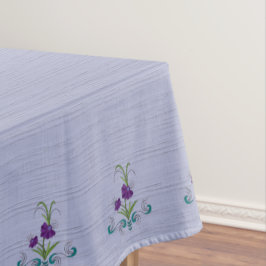 紫よくはしゃぐの花とタンブルティール（緑がかった色）旋回50x72 テーブルクロス