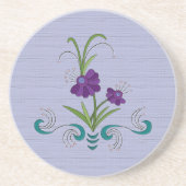 紫よくはしゃぐの花/タンブルティール(緑がかった色)スワーズサンズ コースター (正面)