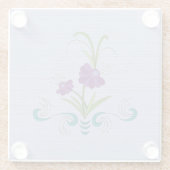 紫よくはしゃぐの花/転倒ティール（緑がかった色）渦巻き ガラスコースター (裏面)