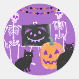 紫をテーマにしたハロウィンステッカー ラウンドシール