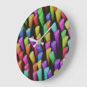 紫アクアカラフルイエローカラーチョーククレヨン ラージ壁時計 (傾斜)