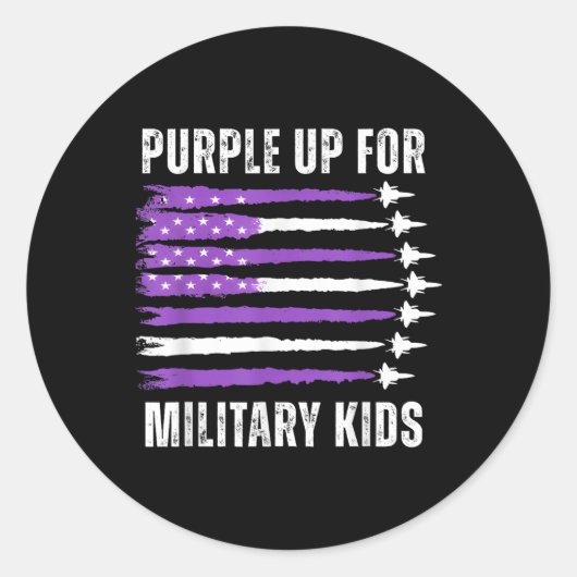 紫アップ軍隊キッズ米国国旗の軍隊子 ラウンドシール (正面)