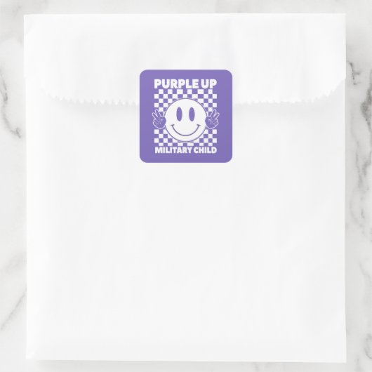紫アップ軍隊キッズ軍隊月 スクエアシール (バッグ)