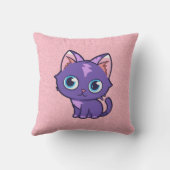 紫アニメキャットベクターアートピンク クッション (裏面)