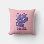 紫アニメキャットベクターアートピンク クッション (正面)