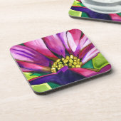 紫アフリカデイジー水彩芸術花 コースター (左側)