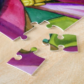 紫アフリカデイジー水彩芸術花 ジグソーパズル (側面)