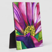 紫アフリカデイジー水彩芸術花 フォトプラーク (側面)