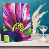 紫アフリカデイジー水彩芸術花 フォトプラーク (側面)