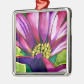 紫アフリカデイジー水彩芸術花 メタルオーナメント (左)