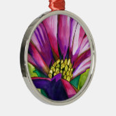 紫アフリカデイジー水彩芸術花 メタルオーナメント (右)