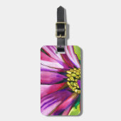 紫アフリカデイジー水彩芸術花 ラゲッジタグ (正面縦)