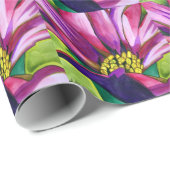 紫アフリカデイジー水彩芸術花 ラッピングペーパー (ロールコーナー)