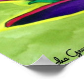 紫アフリカデイジー花水彩画 ポスター (角)