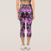 紫アフリカデイジー花自然模様 カプリレギンス (裏面)