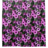 紫アフリカデイジー花自然模様 シャワーカーテン (正面)