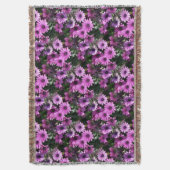 紫アフリカデイジー花自然模様 スローブランケット (正面縦)