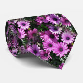 紫アフリカデイジー花自然模様 ネクタイ (ロール)