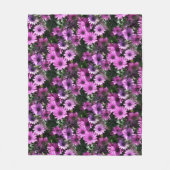 紫アフリカデイジー花自然模様 フリースブランケット (正面)