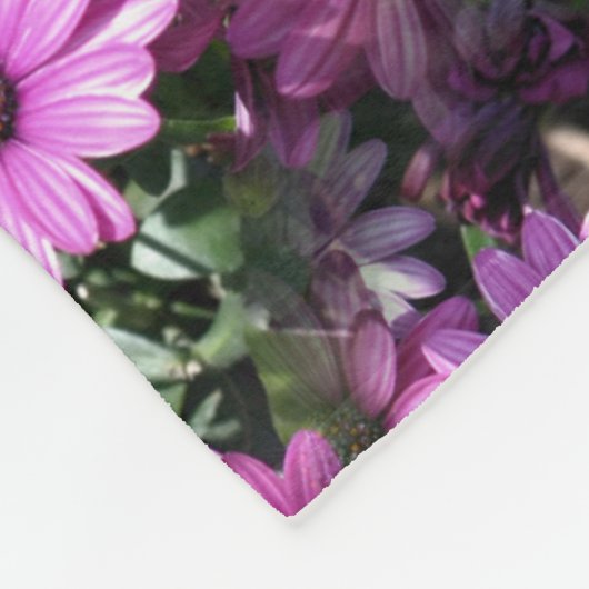 紫アフリカデイジー花自然模様 フリースブランケット (角)