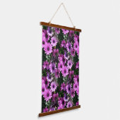 紫アフリカデイジー花自然模様 吊り下げ型タペストリー (傾斜あり)