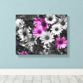 紫アフリカデイジー花部分色 キャンバスプリント (インサイチュ (ウッドフロア))