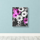 紫アフリカデイジー花部分色 キャンバスプリント (インサイチュ (ウッドフロア))