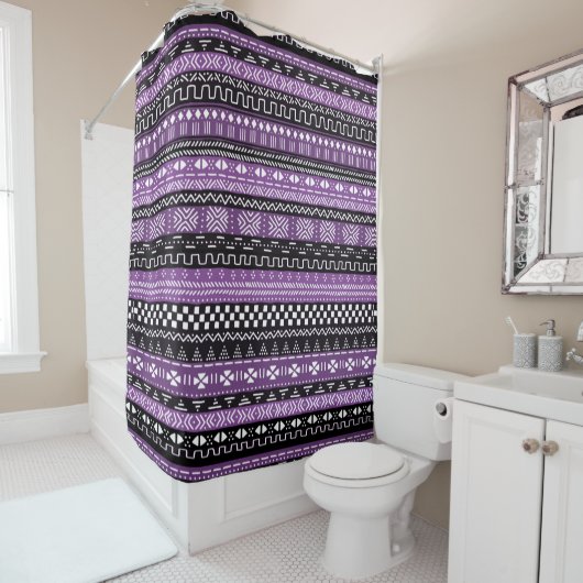 紫アフリカ民族部族シャワーカーテン シャワーカーテン (インサイチュ)