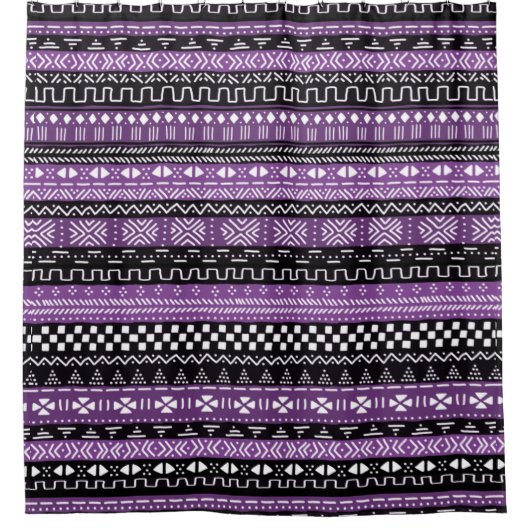 紫アフリカ民族部族シャワーカーテン シャワーカーテン (正面)