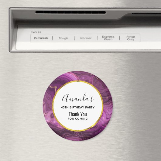 紫アメジストと金ゴールド瑪瑙誕生日感謝してい等 マグネット (インサイチュ (食洗機))