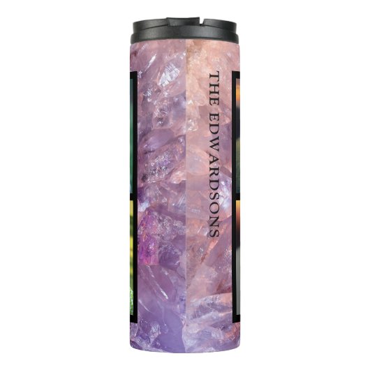 紫アメジスト宝石科写真コラージュモノグラム タンブラー (裏面)