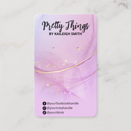 紫アルコールインクイヤリングディスプレイカード 名刺 (正面)