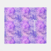 紫アート葉ろうけつ染め神は全て愛して1カスタム人 フリースブランケット (正面(横))